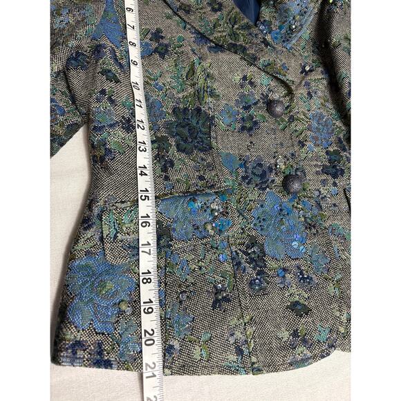 Lovely by Mitchell Gross Women's Blue Floral Tweed Embellished Blazer Size 6 NWT - Picture 10 of 10